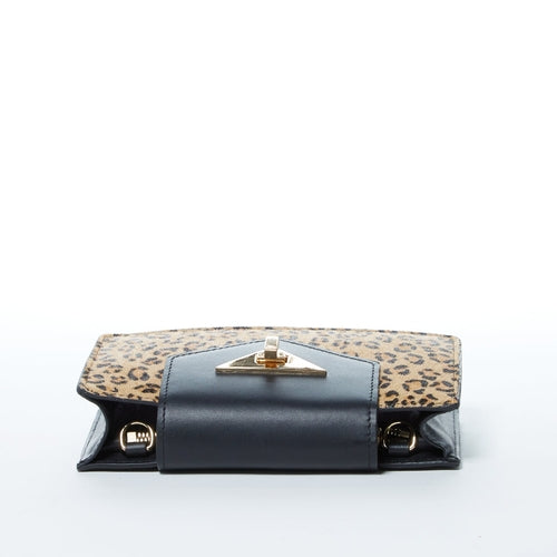 Mini Crossbody Bag Small Leather Leopard Black Purse Wristlet Women's