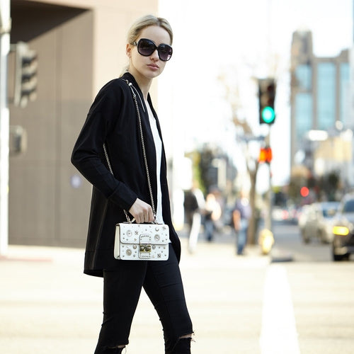Small Leather Crossbody Bag White Purse Women's Handbag