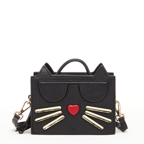 Leather Cat Bag Black Crossbody Purse Women's Handbag