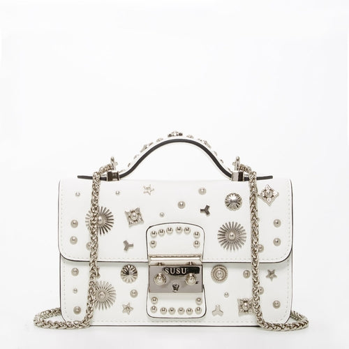 Small Leather Crossbody Bag White Purse Women's Handbag